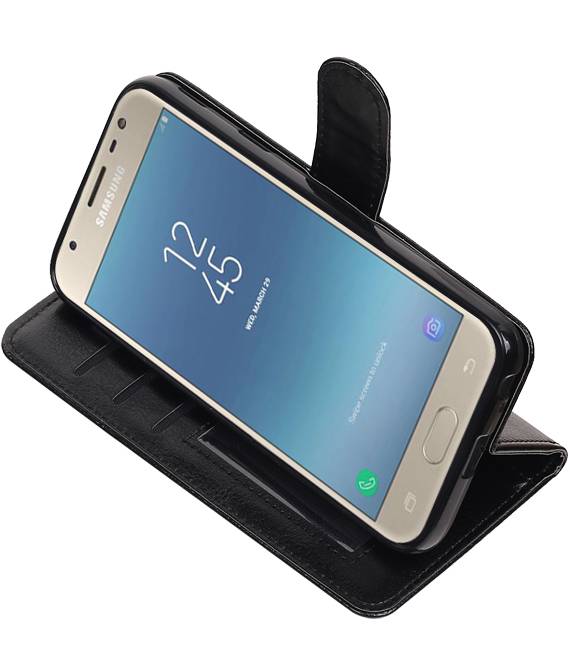 Galaxy J3 2017 Portemonnee hoesje booktype wallet case Zwart