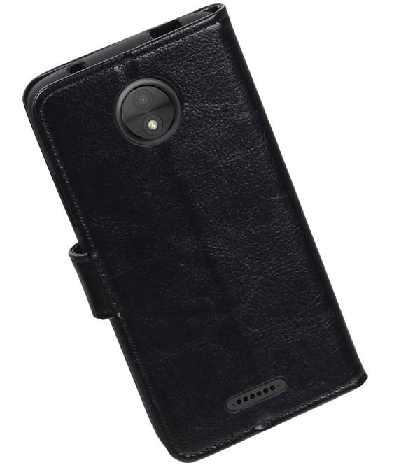 Moto C Portemonnee hoesje booktype wallet case Zwart