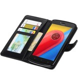 Moto C Portemonnee hoesje booktype wallet case Zwart