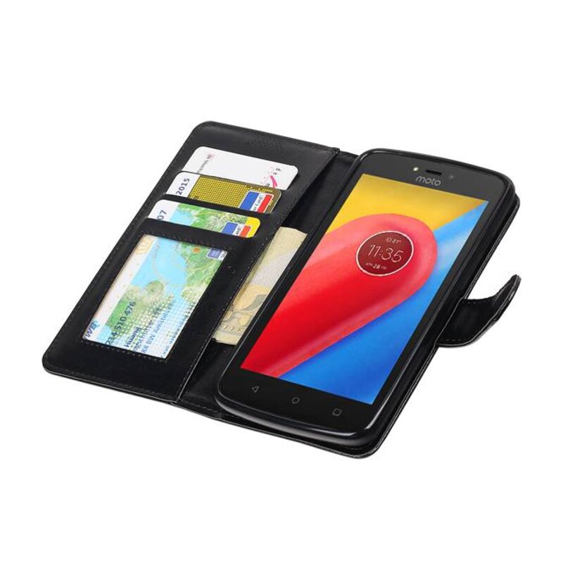 Moto C Wallet case booktype wallet case Black