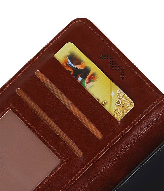 Moto C Portemonnee hoesje booktype wallet case Bruin