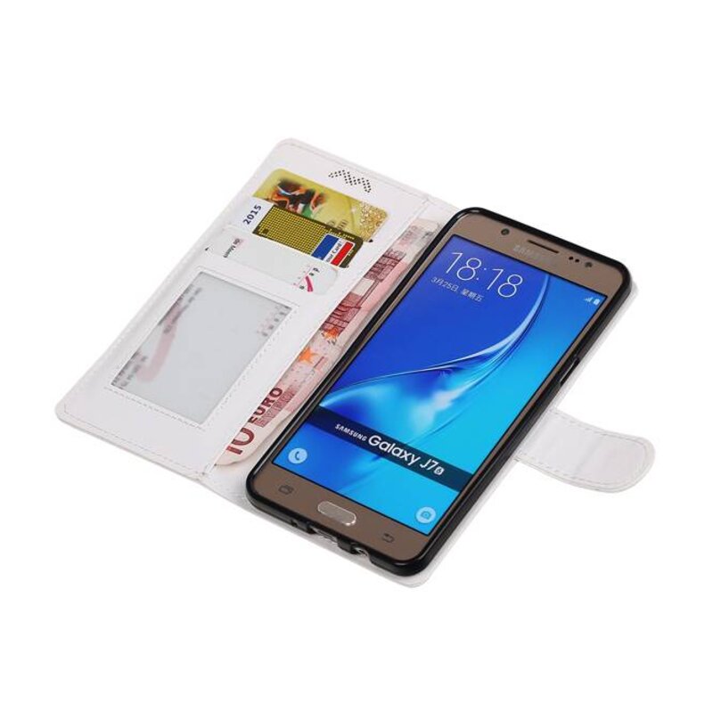 Galaxy J7 2016 Wallet Fall Buchtyp Mappenkasten Weiß