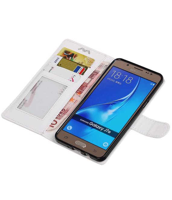 Galaxy J7 2016 caja de la carpeta caso de libros cartera blanca