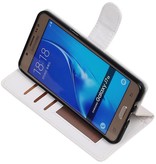 Galaxy J7 2016 caja de la carpeta caso de libros cartera blanca