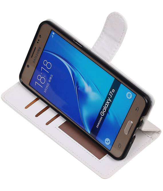 Galaxy J7 2016 Portemonnee hoesje booktype wallet case Wit