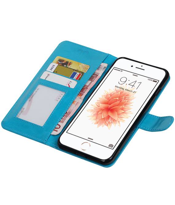 7 Plus-iPhone-Mappen-Kasten Booktype Brieftasche Türkis