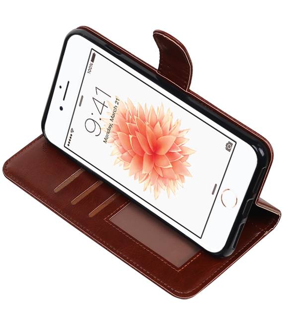 7 De plus iPhone Wallet Case booktype porte-monnaie affaire Brown