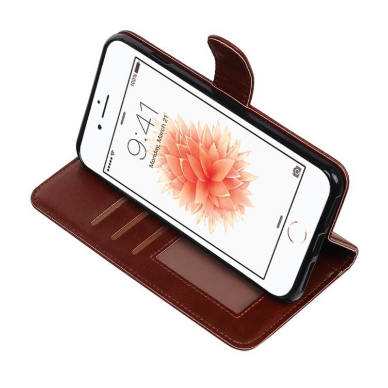 7 Plus iPhone cassa del raccoglitore di caso booktype portafoglio Brown