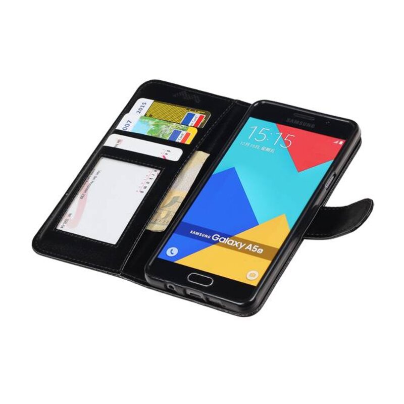 Galaxy A5 2016 Wallet tilfælde booktype Sort tegnebog sag