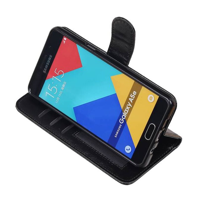 Galaxy A5 2016 Wallet tilfælde booktype Sort tegnebog sag