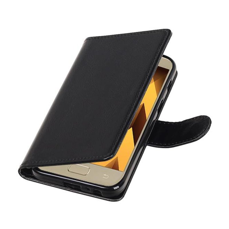Galaxy A3 2017 Wallet tilfælde booktype Sort tegnebog sag