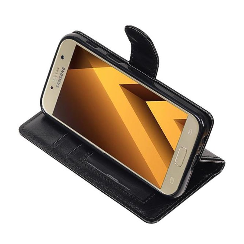 Galaxy A3 2017 Wallet tilfælde booktype Sort tegnebog sag