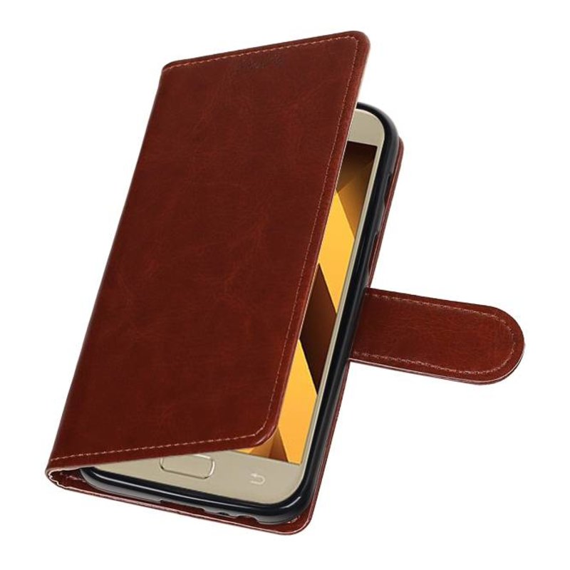 Galaxy A3 2017 Wallet tilfælde bog typen tegnebog sag Brown