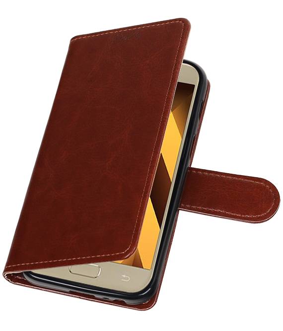 Galaxy A3 2017 caja de la carpeta caso de libros Carpeta de Brown