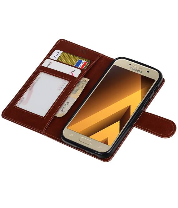 Galaxy A3 2017 Wallet tilfælde bog typen tegnebog sag Brown