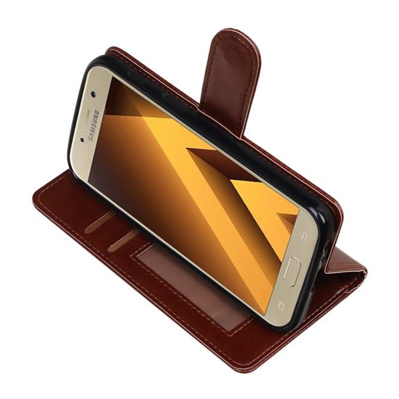 Galaxy A3 2017 Wallet tilfælde bog typen tegnebog sag Brown