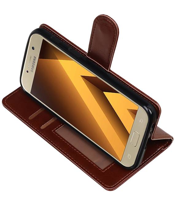 Galaxy A3 2017 caja de la carpeta caso de libros Carpeta de Brown