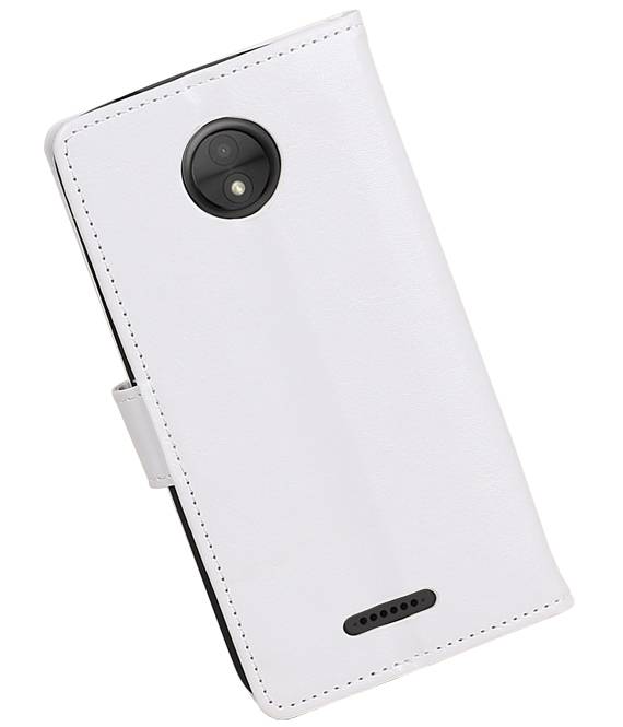 Moto C Portemonnee hoesje booktype wallet case Wit