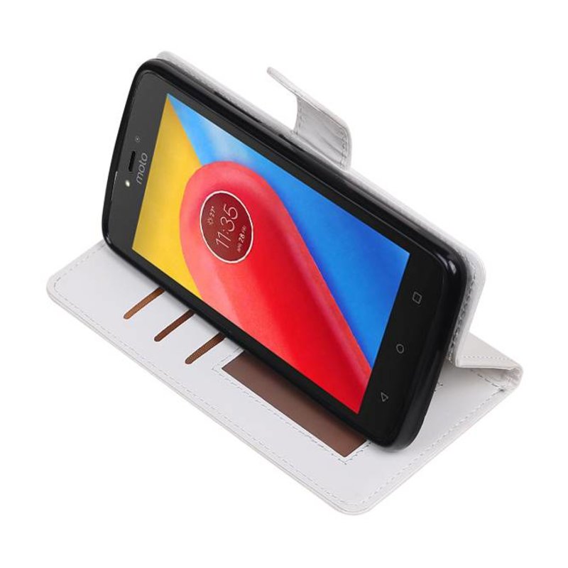 Moto C Portemonnee hoesje booktype wallet case Wit