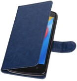 Moto C Portemonnee hoesje booktype wallet case Donkerblauw