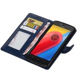 Moto C Portemonnee hoesje booktype wallet case Donkerblauw