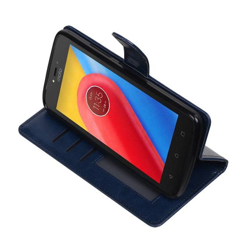 Moto C Wallet case booktype wallet case Dark blue