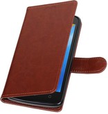 Moto C Portemonnee hoesje booktype wallet case Bruin