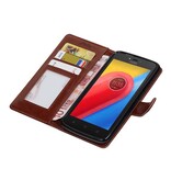 Moto C Wallet case booktype wallet case Brown