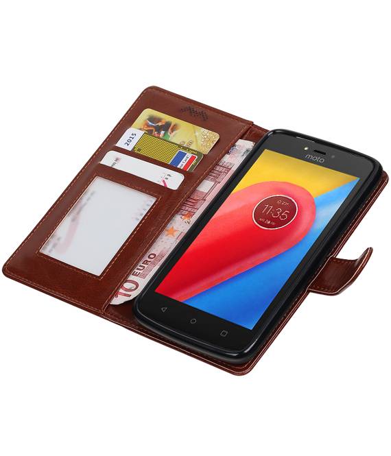 Moto C Wallet case booktype wallet case Brown