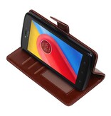 Moto C Wallet case booktype wallet case Brown