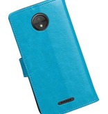 Moto C Portemonnee hoesje booktype wallet case Turquoise