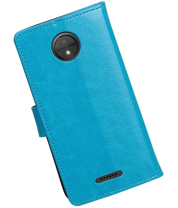 Moto C Portemonnee hoesje booktype wallet case Turquoise