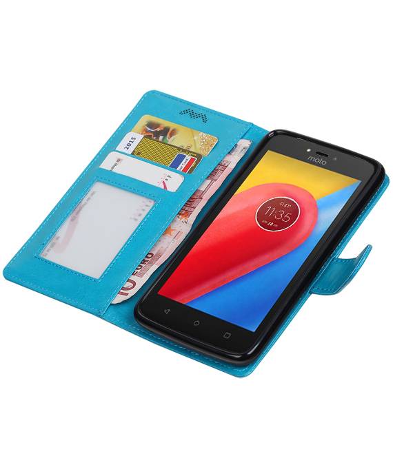 Moto C Portemonnee hoesje booktype wallet case Turquoise