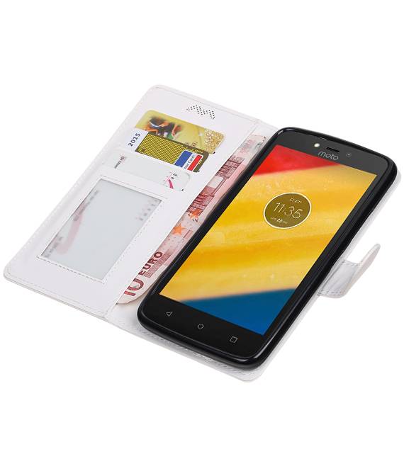 Moto C Plus Wallet Falfall Buchtyp Geldbörse weiß