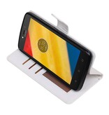 Moto C Plus Wallet tilfælde bog typen tegnebog sag Hvid