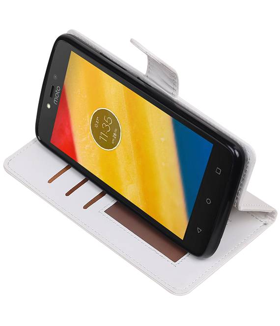 Moto C Plus Type de livre de étui portefeuille Etui portefeuille blanc