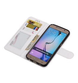 Galaxy S6 caja de la carpeta caso de libros cartera blanca