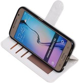 Galaxy S6 caja de la carpeta caso de libros cartera blanca