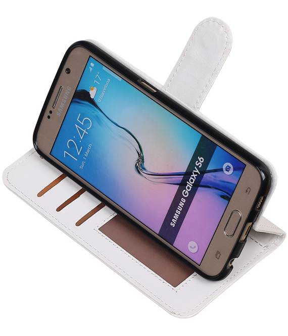 Galaxy S6 cassa del raccoglitore caso Tipo di libri portafoglio Bianco