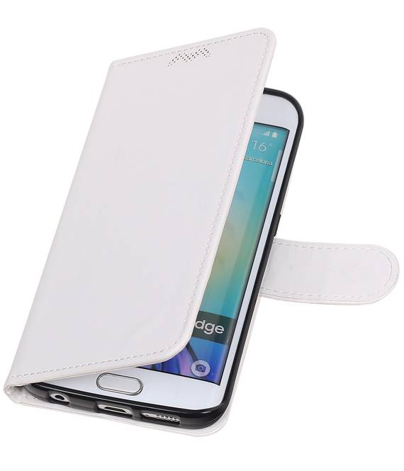 Galaxy S6 Edge caja de la carpeta caso de libros cartera blanca