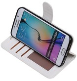 Galaxy S6 Edge caja de la carpeta caso de libros cartera blanca