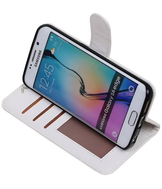 Galaxy S6 Edge caja de la carpeta caso de libros cartera blanca