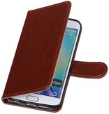 Galaxy S6 Edge Portemonnee hoesje booktype wallet case Bruin