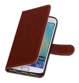 Galaxy S6 Edge Wallet tilfælde bog typen tegnebog sag Brown