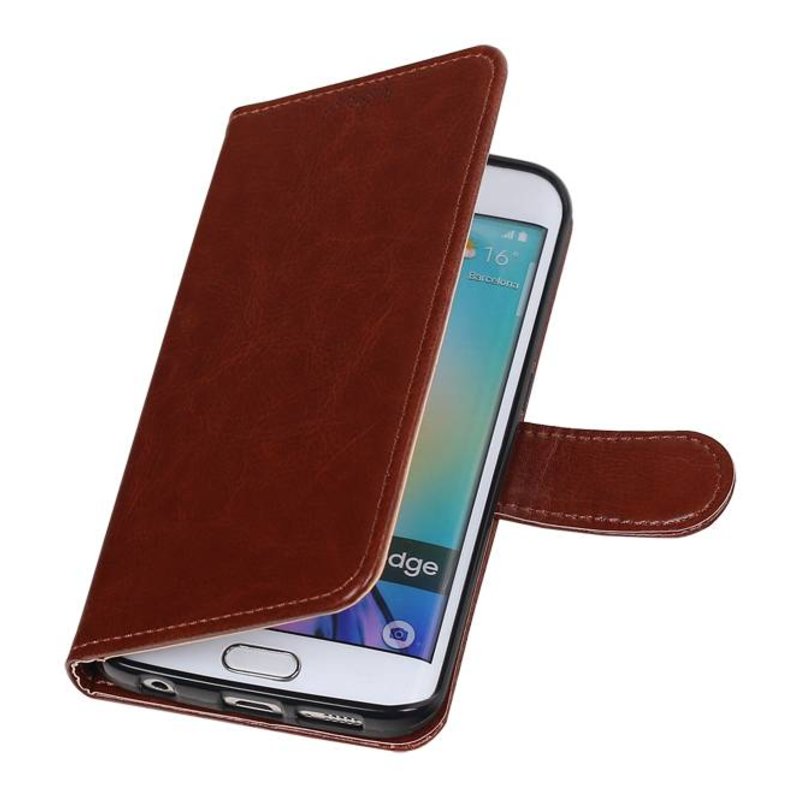 Galaxy S6 Edge Wallet tilfælde bog typen tegnebog sag Brown