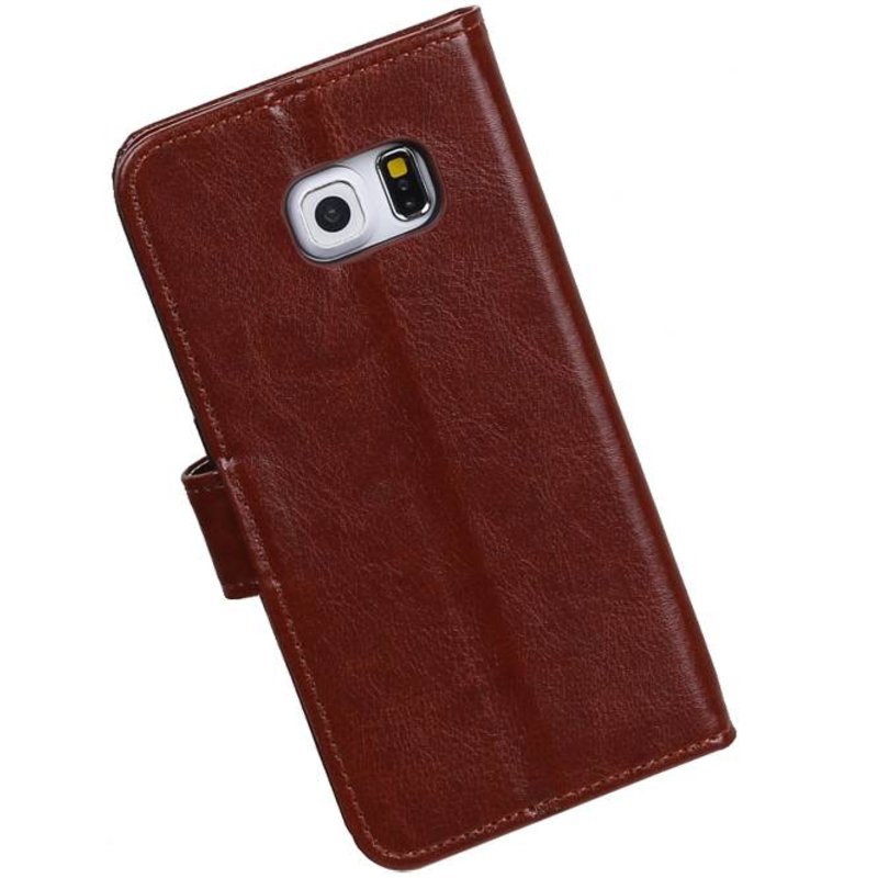 Galaxy S6 Edge Wallet tilfælde bog typen tegnebog sag Brown
