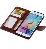 Galaxy S6 Edge Wallet tilfælde bog typen tegnebog sag Brown