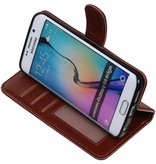 Galaxy S6 bord Wallet cas étui portefeuille type de livre Brown