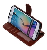 Galaxy S6 Edge Wallet tilfælde bog typen tegnebog sag Brown