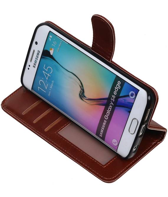 Galaxy S6 Edge Wallet case booktype wallet case Brown